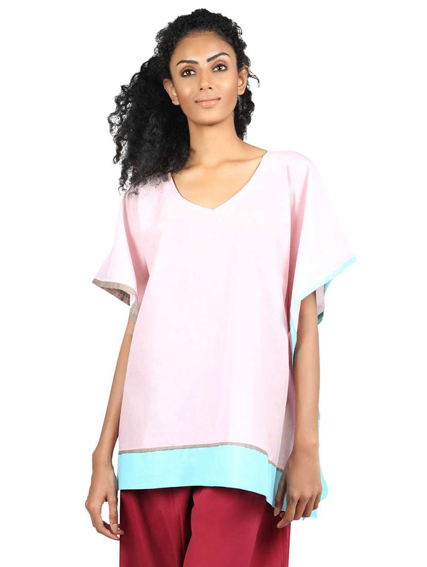 grass by gitika goyal pink cotton kaftan