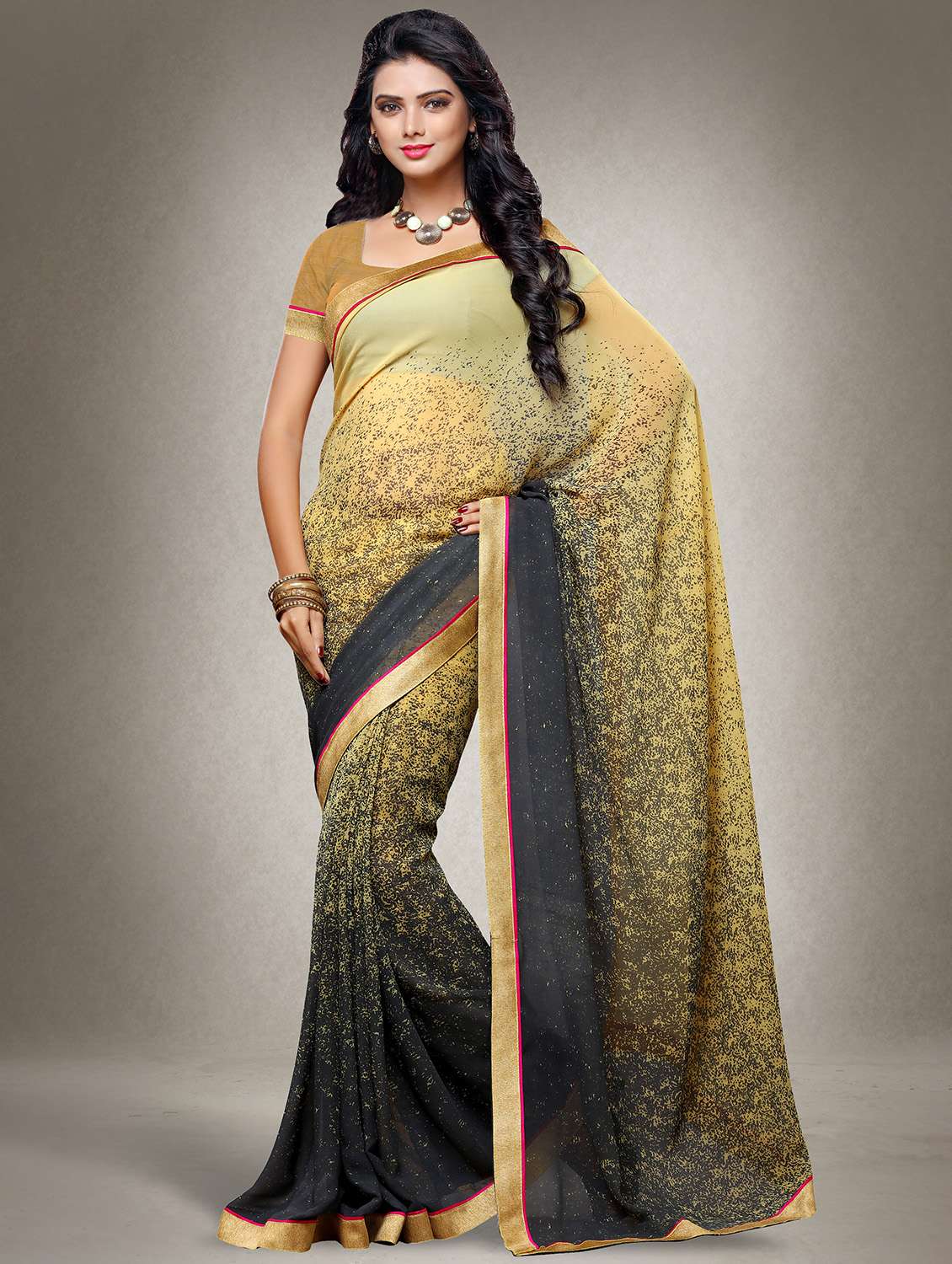 multi colored georgette printed saree