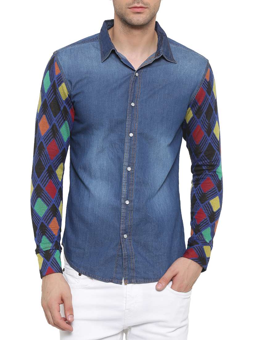 blue denim casual shirt