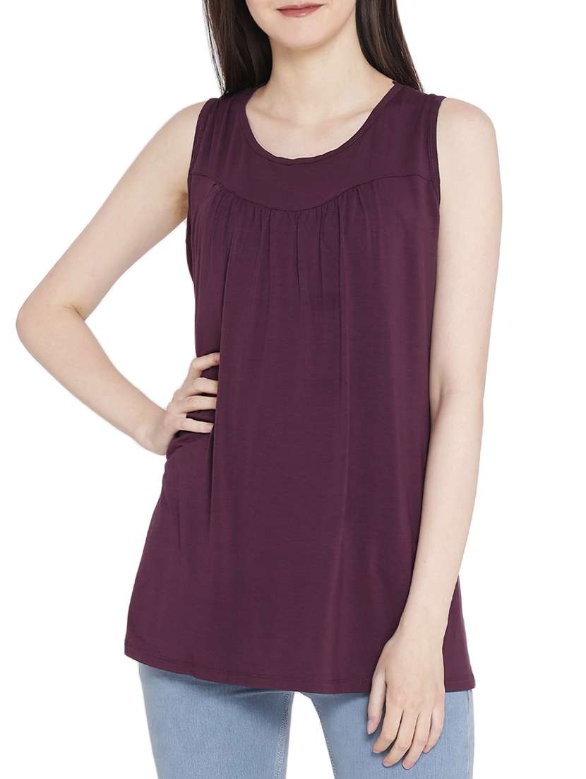 solid purple sleeveless tunic