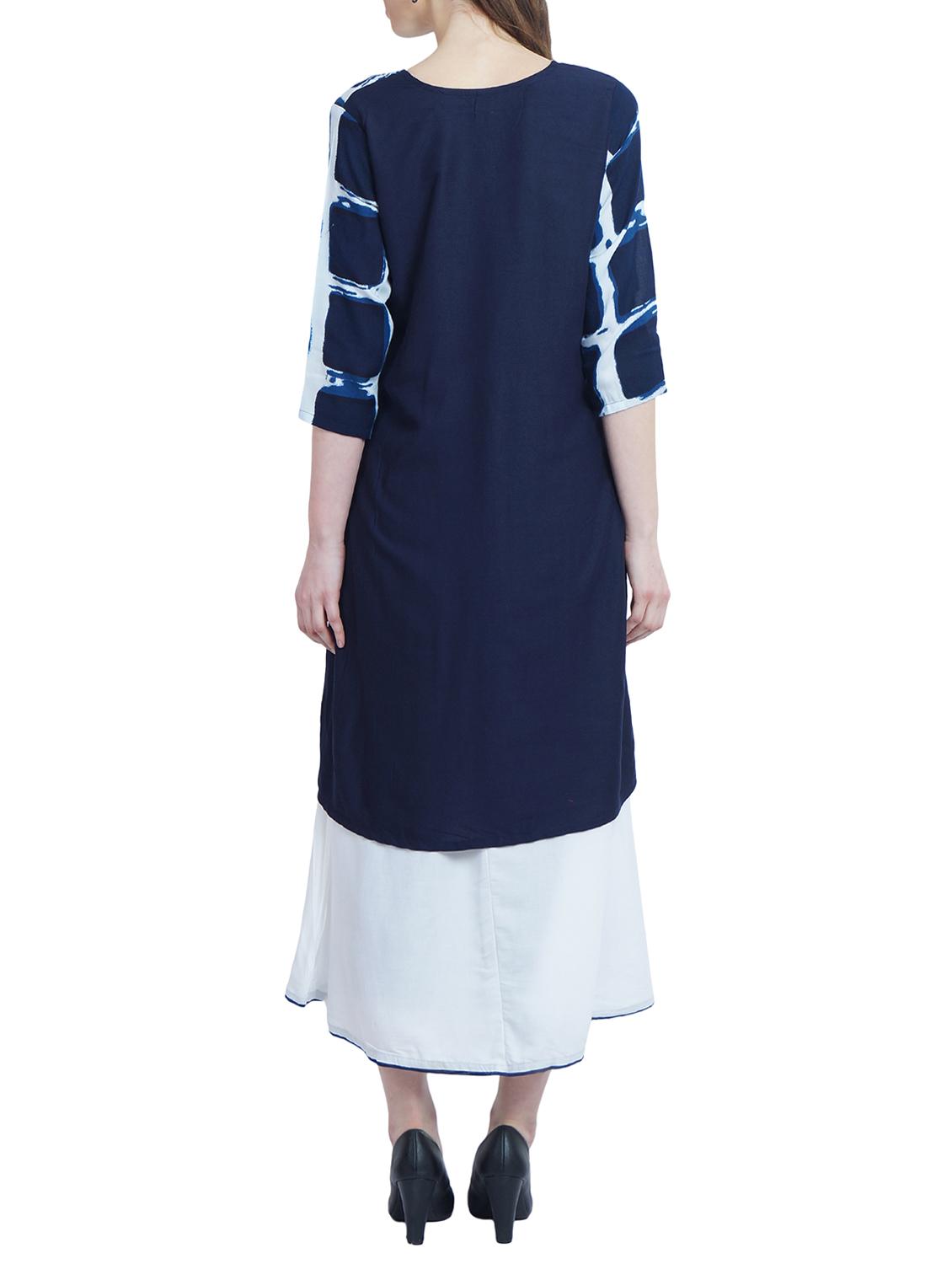 blue rayon layered kurta - 14987888 - Standard Image - 2