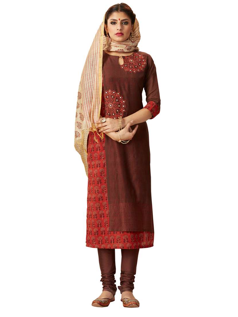 embroidered churidaar suit set