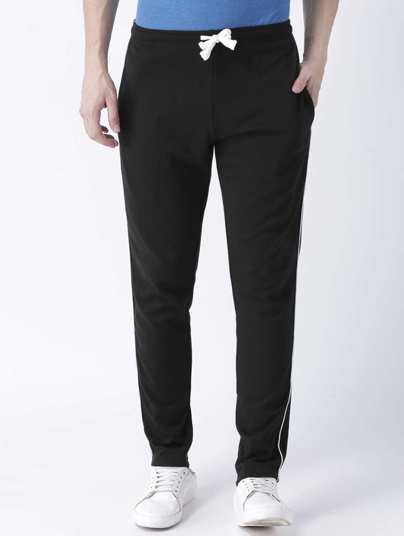black cotton ankle length track pant