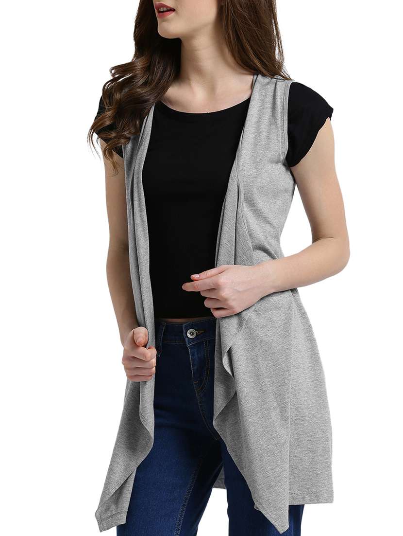 grey solid jersey shrug