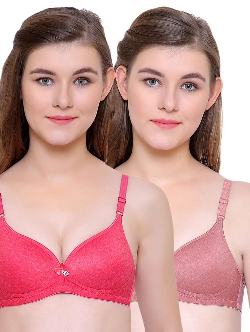 set of 2 bow patch solid bra 