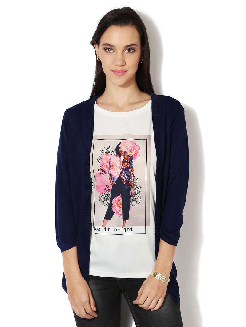 navy blue solid shrug