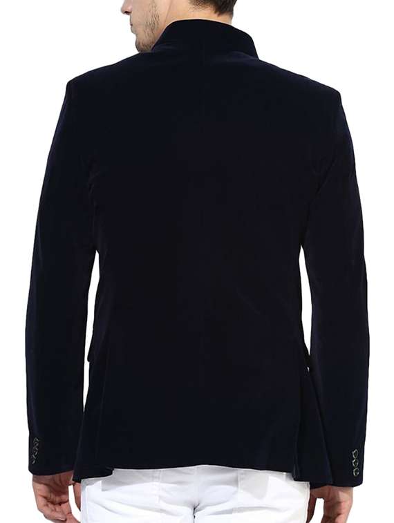 navy blue velvet casual blazer - 14994352 -  Standard Image - 2
