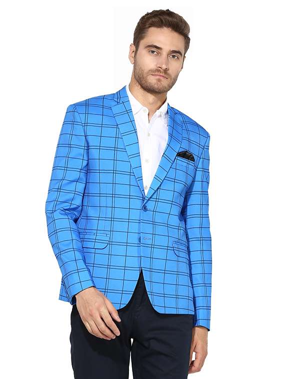 blue cotton casual blazer
