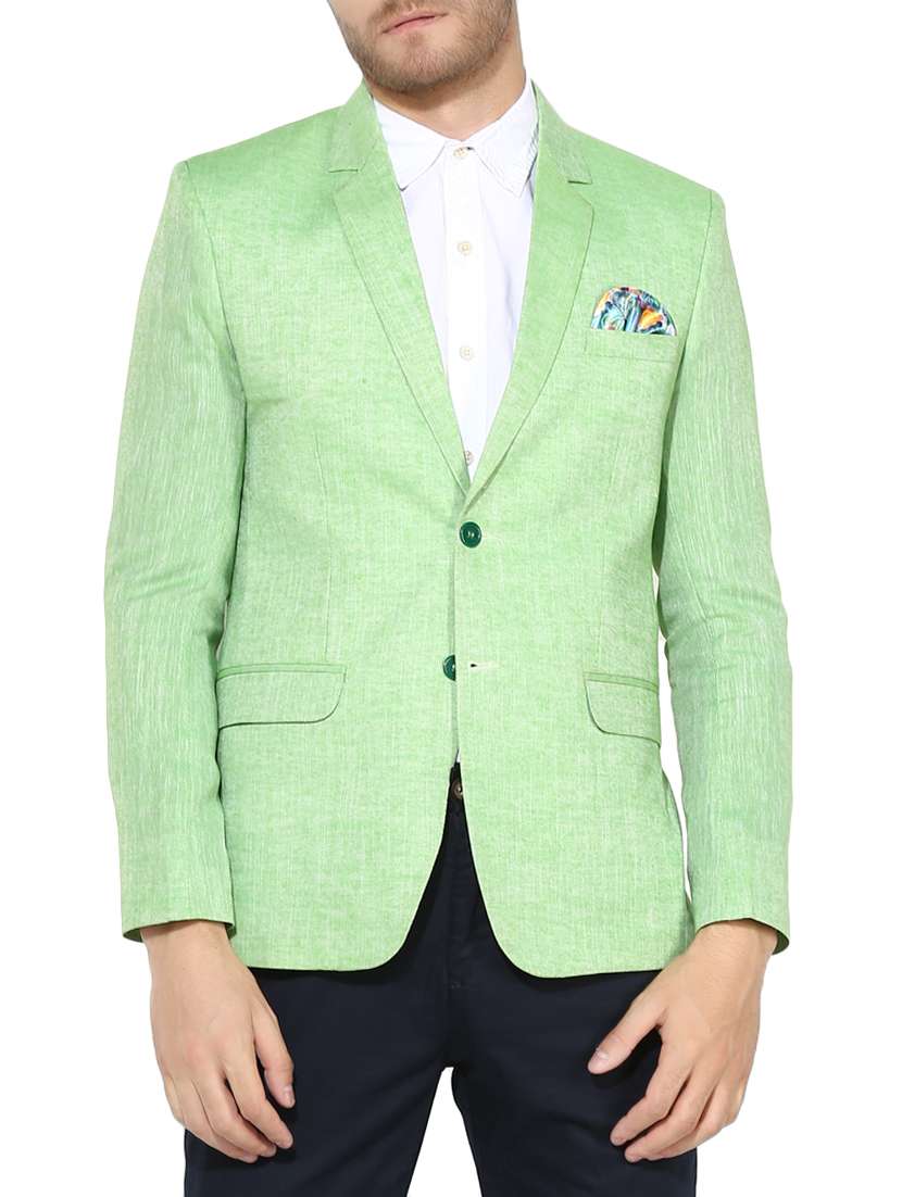 green linen casual blazer