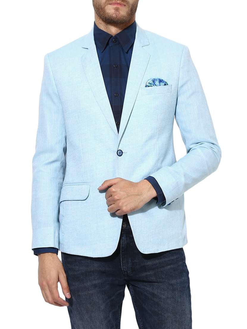 light blue linen casual blazer