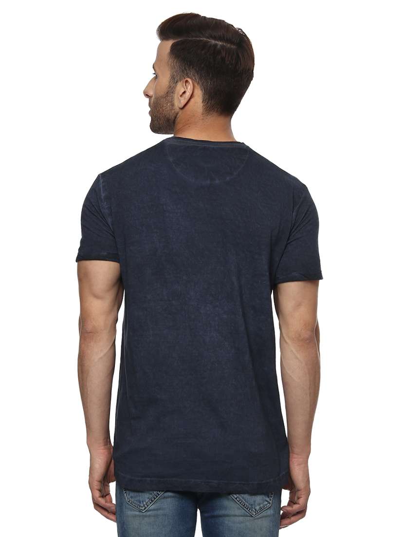 navy blue cotton chest print t-shirt - 14997292 -  Standard Image - 2