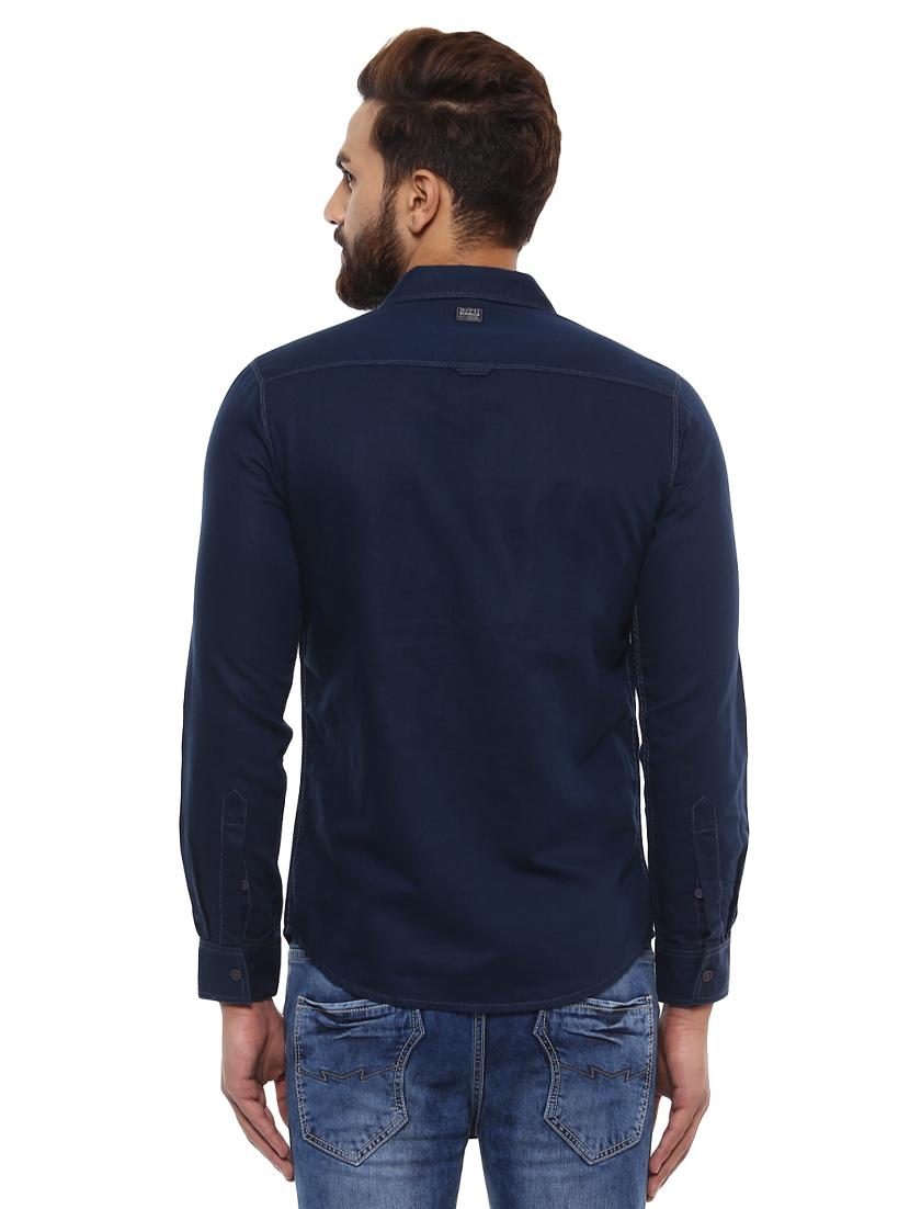 navy blue linen casual shirt - 14997400 - Standard Image - 2