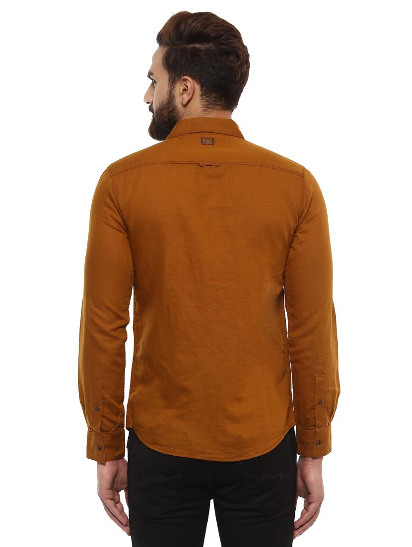 brown linen casual shirt - 14997402 - Standard Image - 2