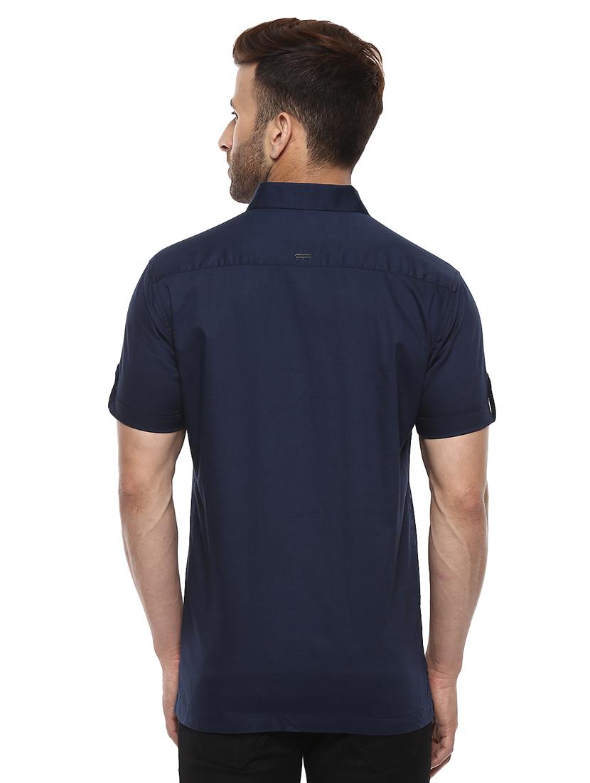 navy blue cotton casual shirt - 14997429 - Standard Image - 2