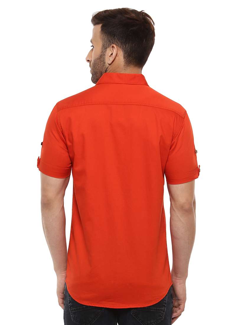 orange cotton casual shirt - 14997435 - Standard Image - 2
