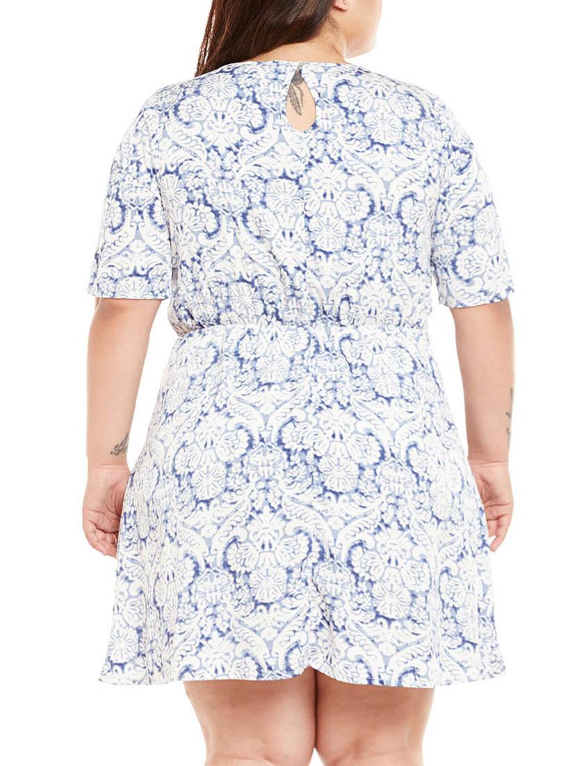 blue printed plus dress - 14997761 - Standard Image - 2