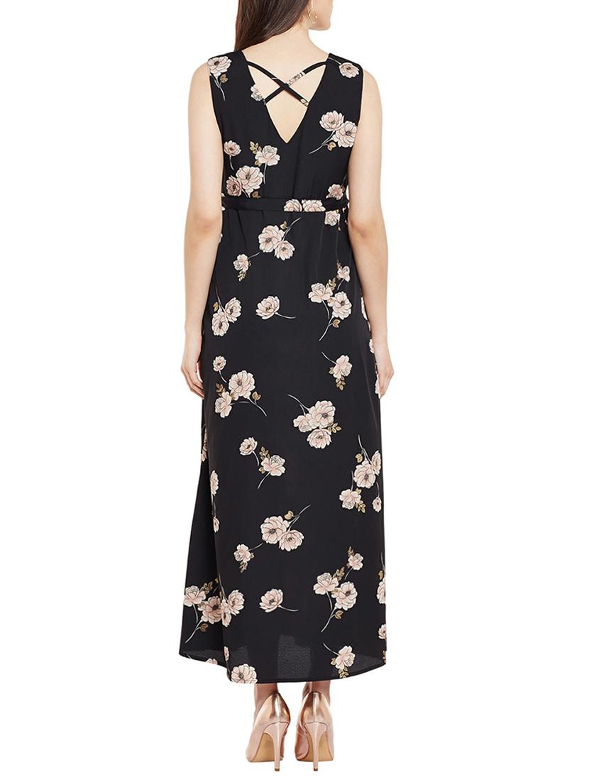 black floral belted dress - 14997762 - Standard Image - 2