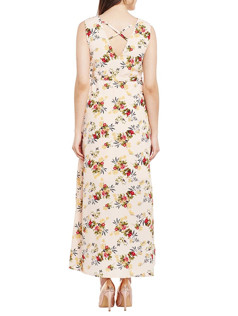 beige floral belted dress - 14997764 - Standard Image - 2