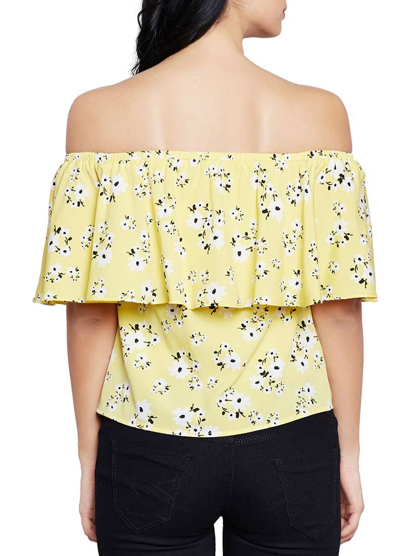 yellow printed ruffled top - 14997801 - Standard Image - 2