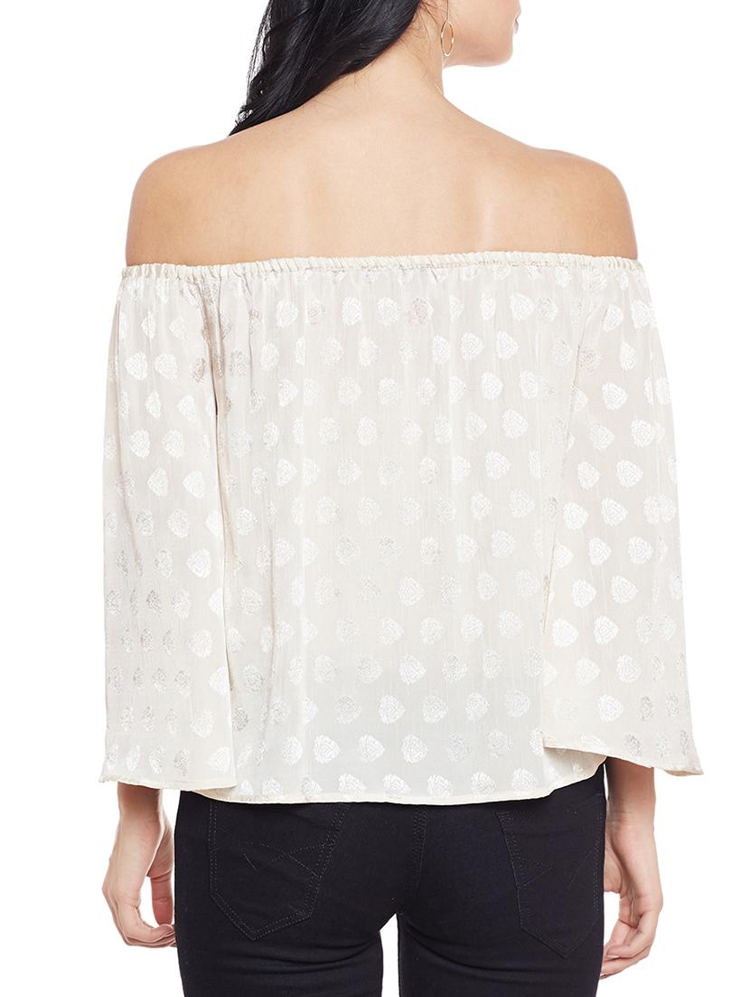 off shoulder jacquard top - 14997810 - Standard Image - 2