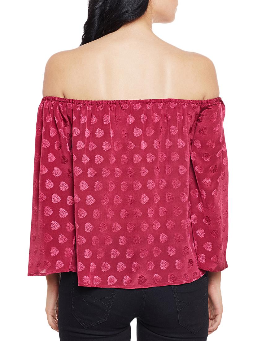 off shoulder jacquard top - 14997811 - Standard Image - 2