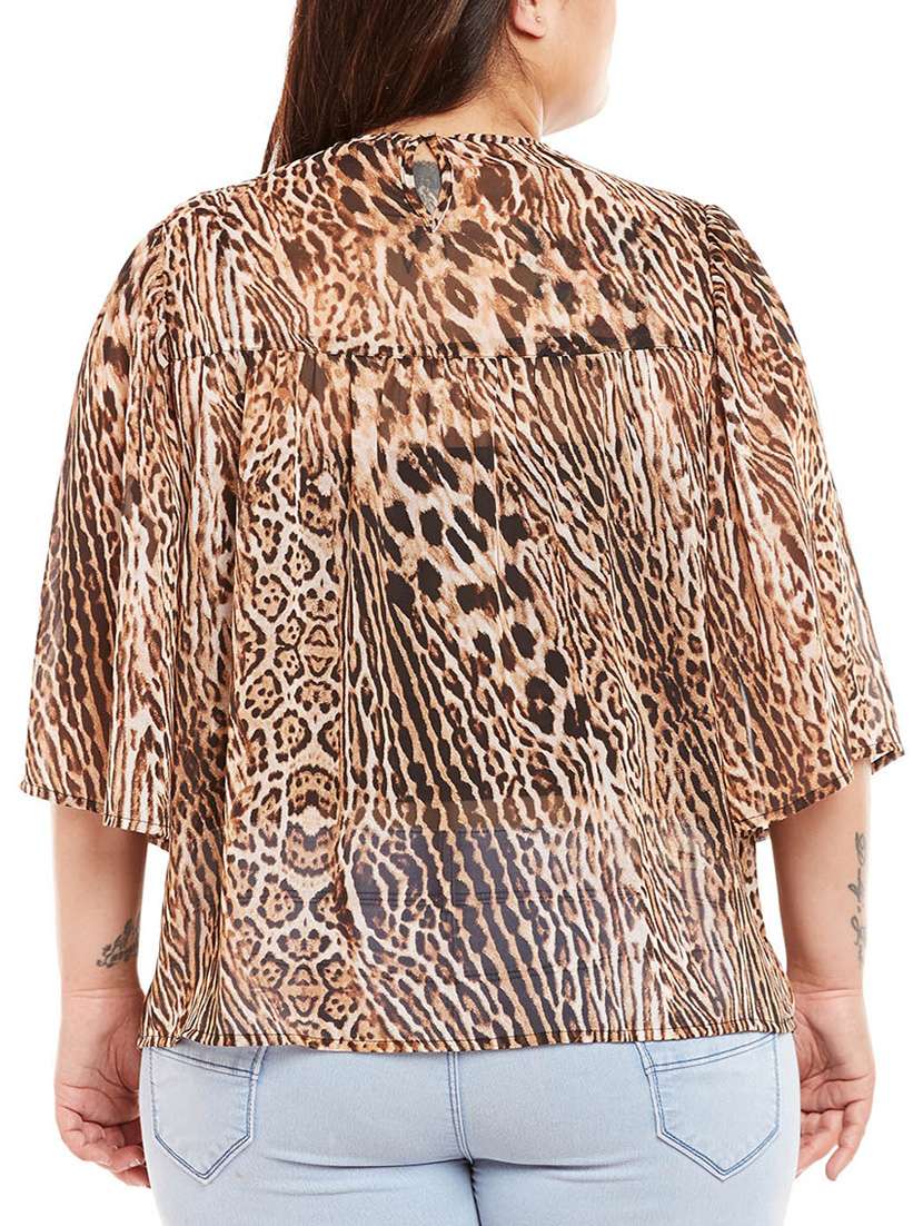 lace paneled animal print plus top - 14997832 - Standard Image - 2