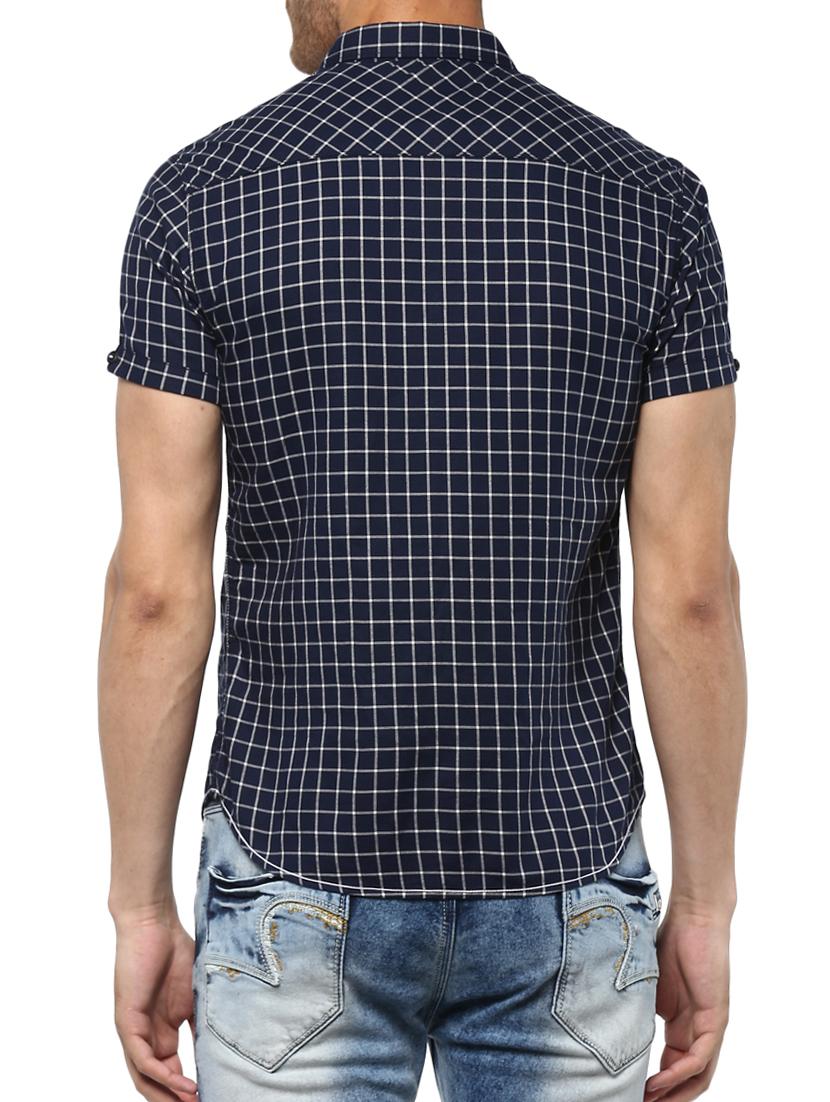 navy blue cotton casual shirt - 15000742 - Standard Image - 2