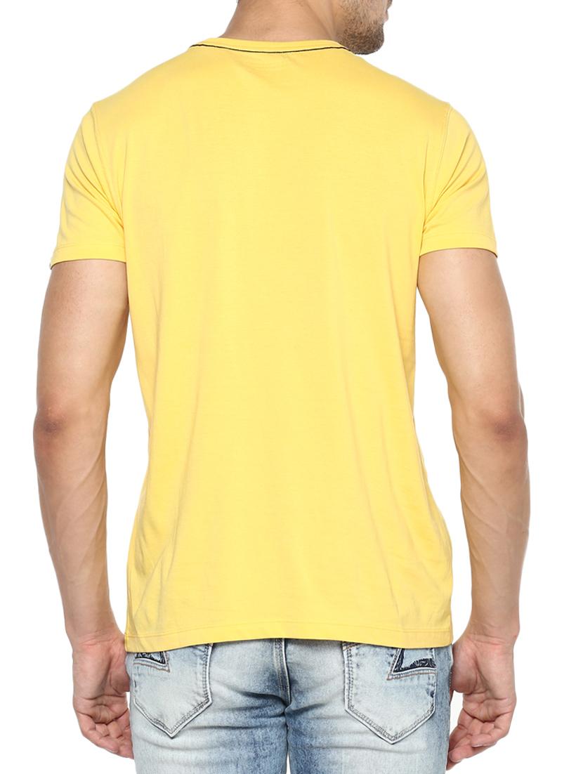 yellow cotton chest print tshirt - 15000882 - Standard Image - 2