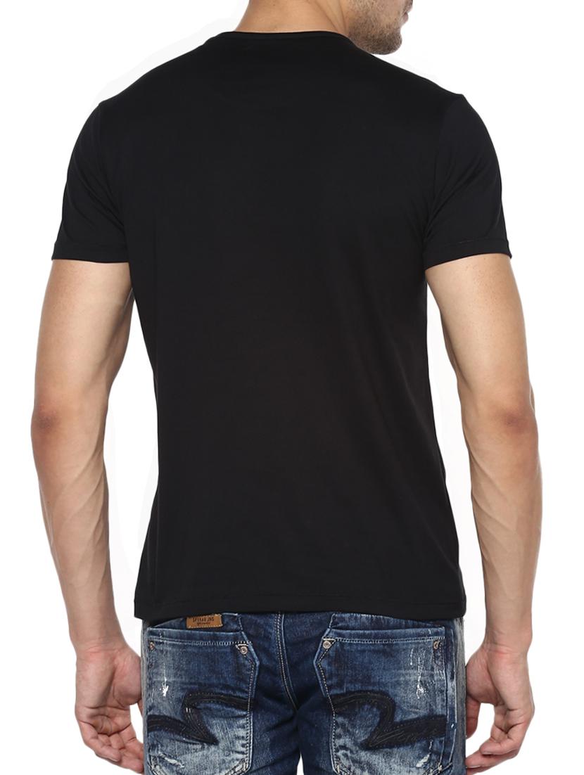 black cotton chest print tshirt - 15000903 - Standard Image - 2