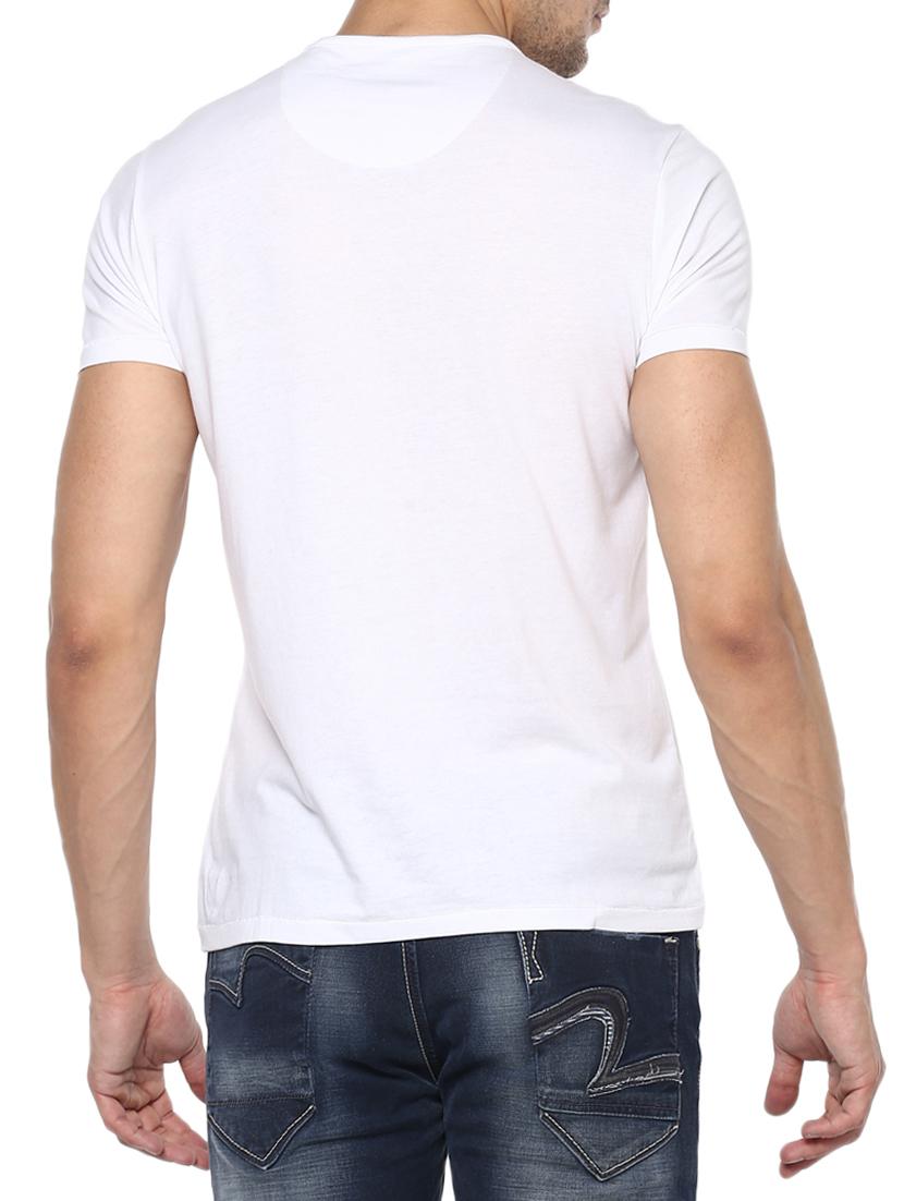 white cotton chest print tshirt - 15000904 - Standard Image - 2