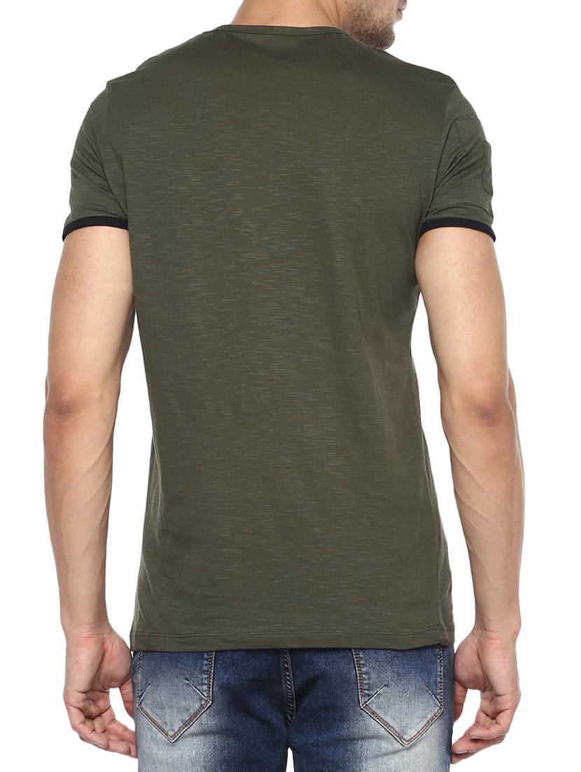 olive green cotton t-shirt - 15000930 - Standard Image - 2