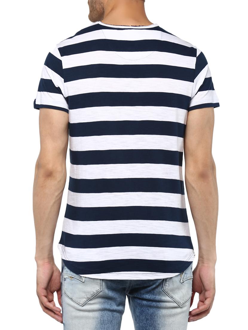 navy blue cotton striped t-shirt - 15000961 - Standard Image - 2