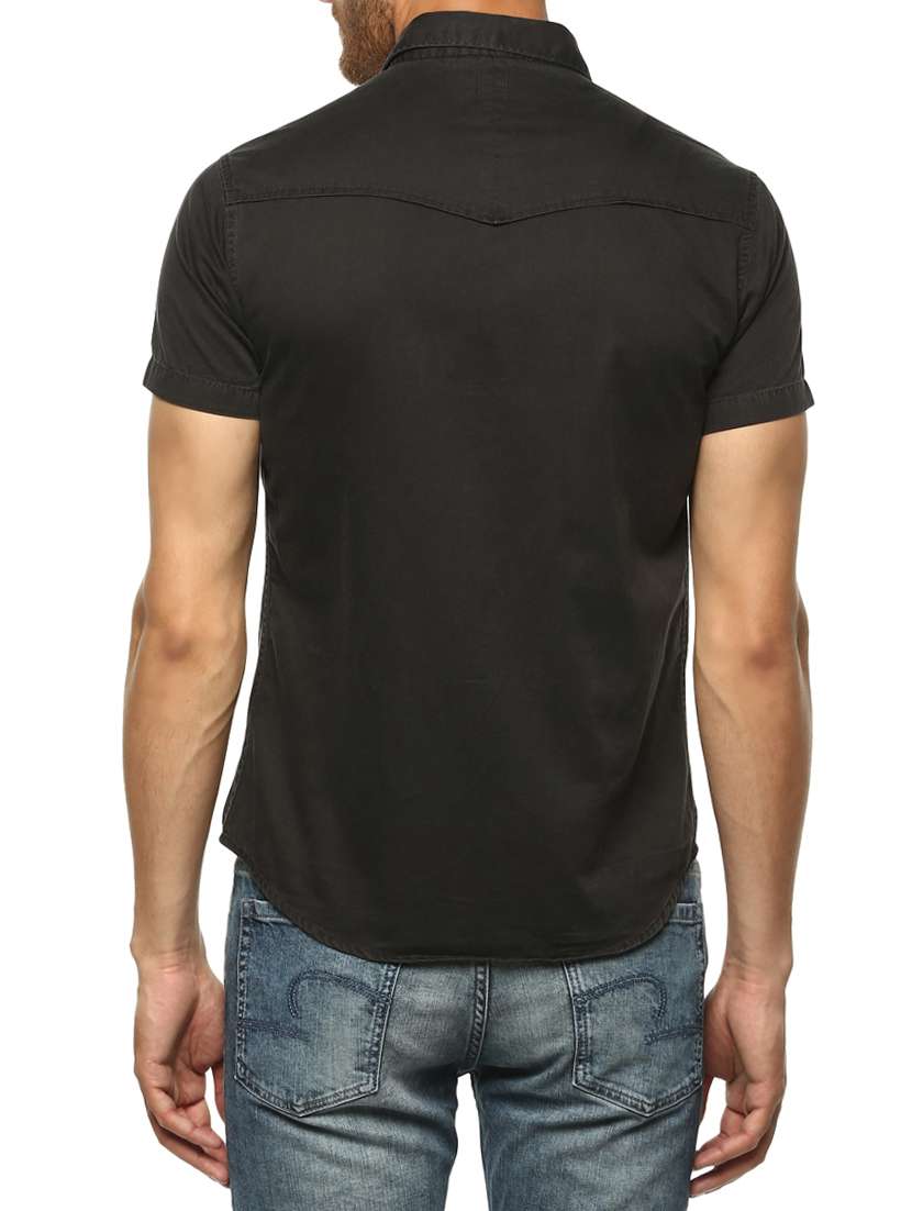 black cotton casual shirt - 15000994 -  Standard Image - 2