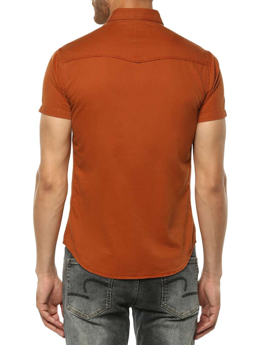 orange cotton casual shirt - 15000996 -  Standard Image - 2