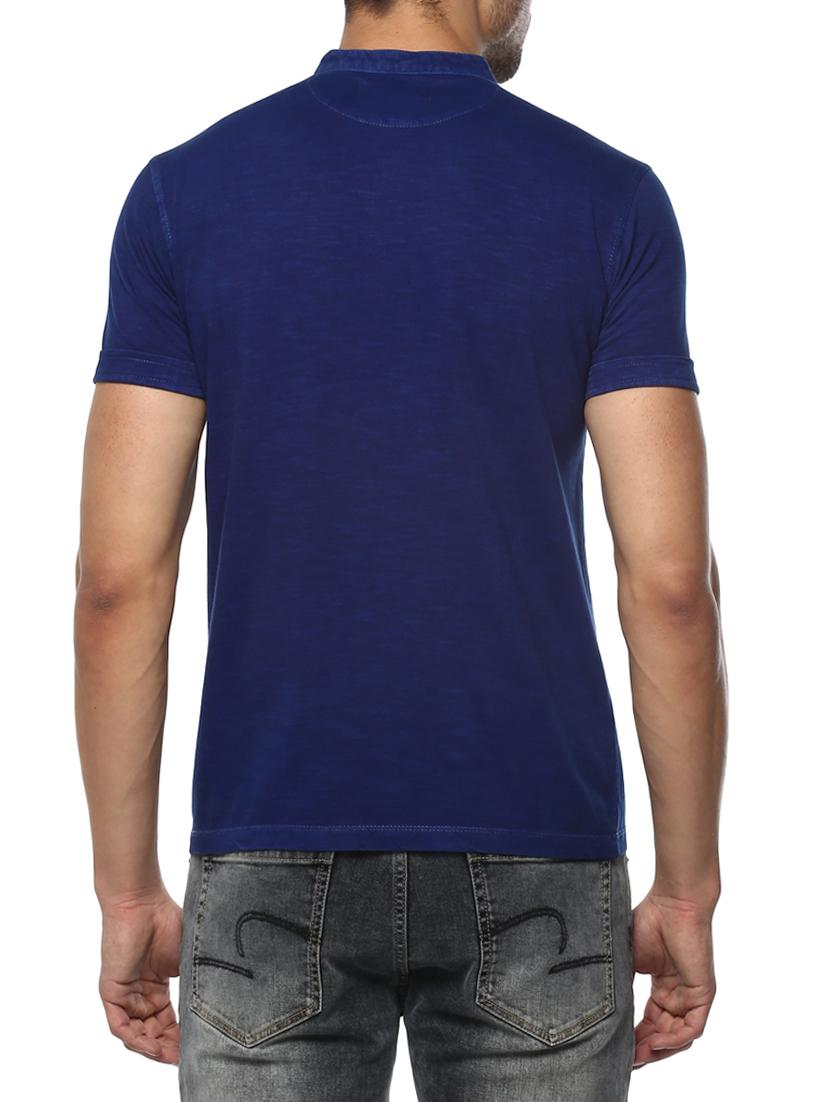 blue cotton collared t-shirt - 15000997 - Standard Image - 2