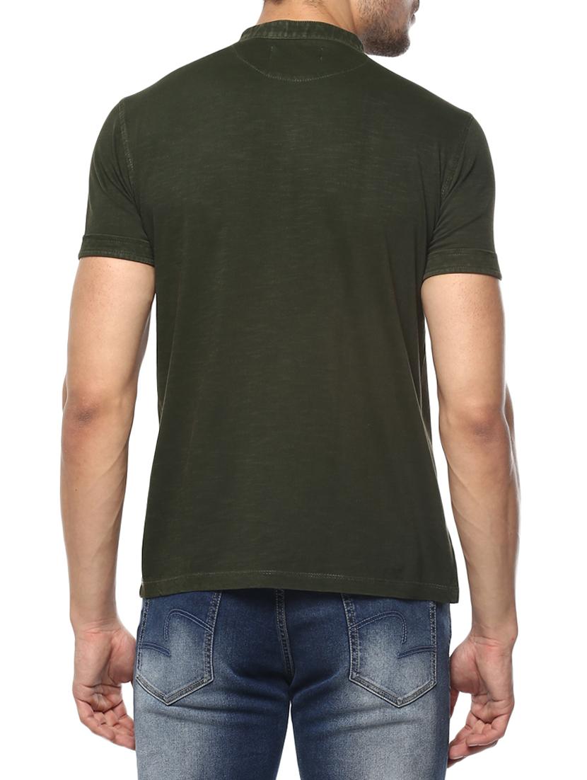 olive green cotton collared t-shirt - 15001000 - Standard Image - 2