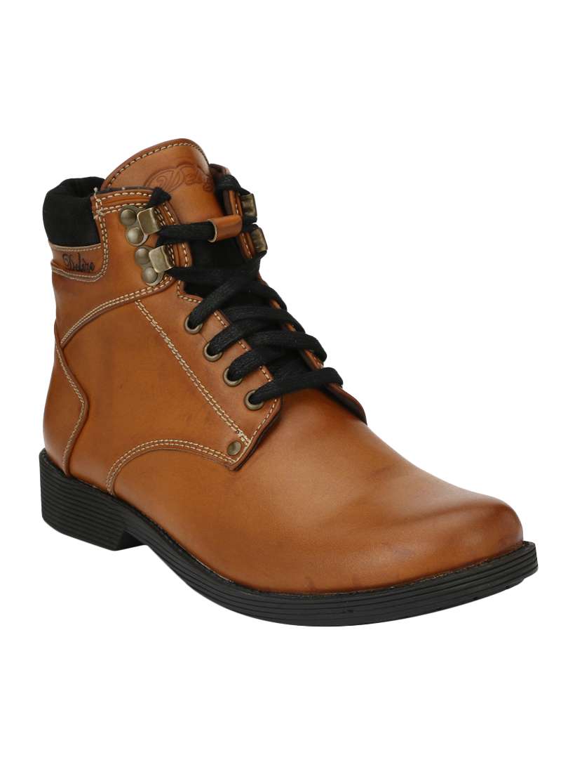 tan leatherette high ankle boot