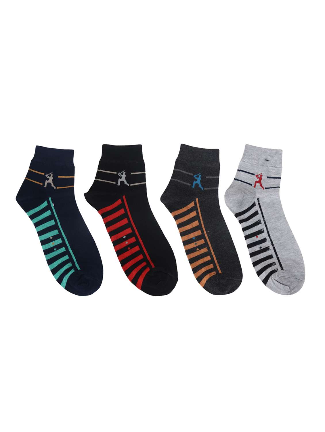 men pack of 4 striped above ankle length socks