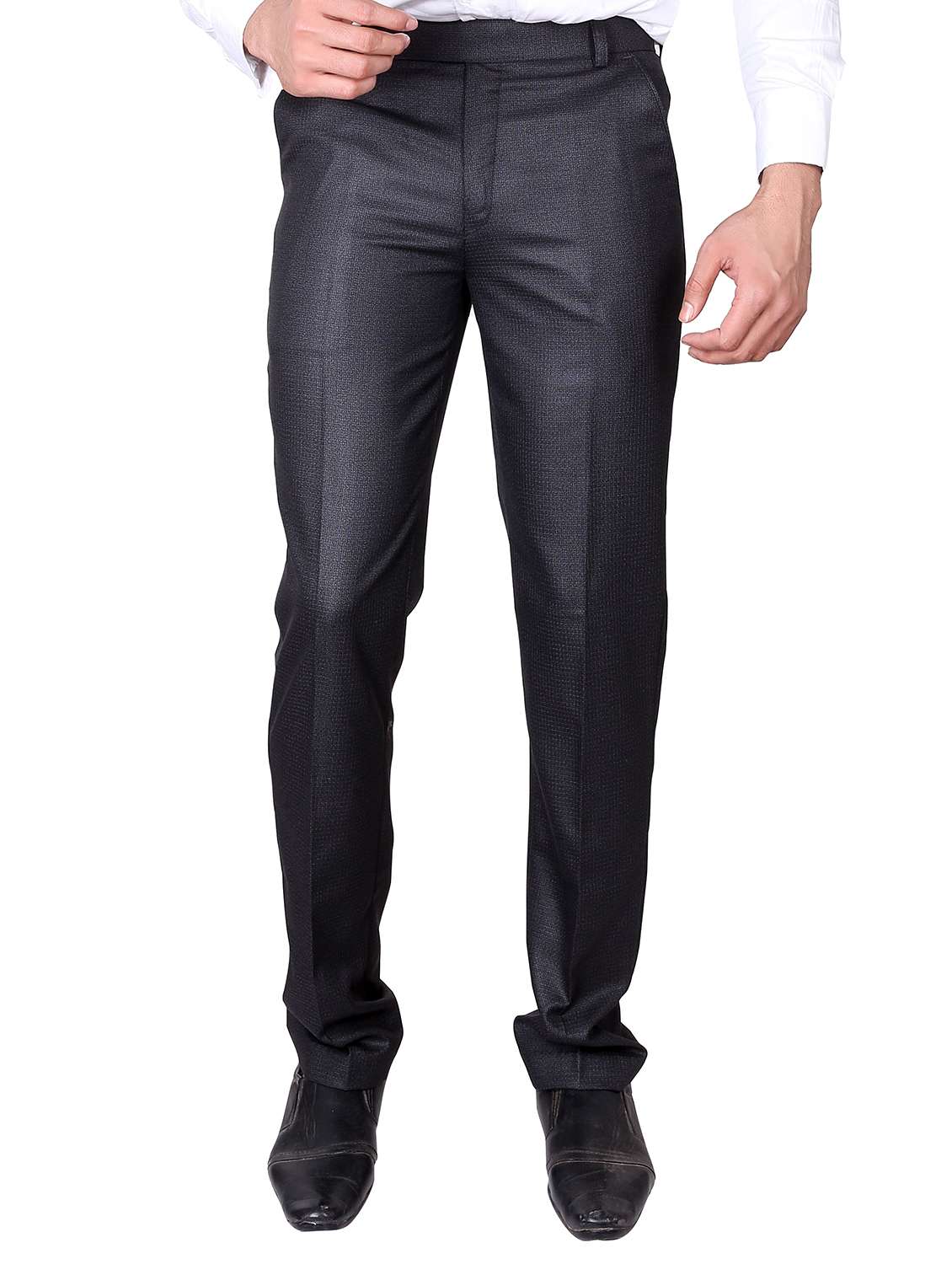 charcoal-grey textured formal trouser