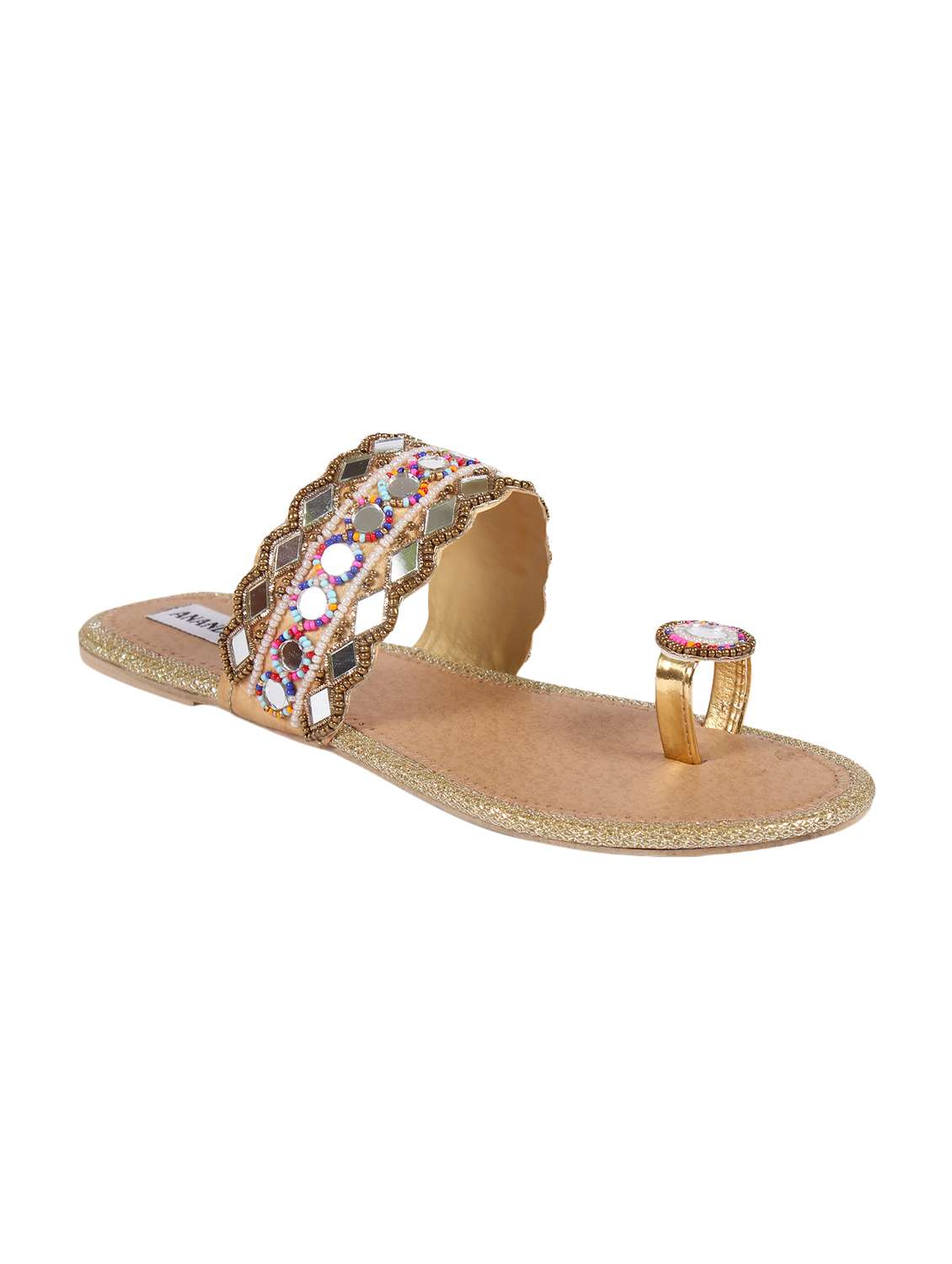 gold one toe kolhapuri