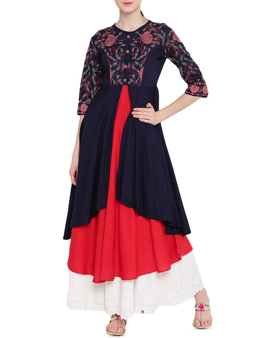 embroidered layered kurta