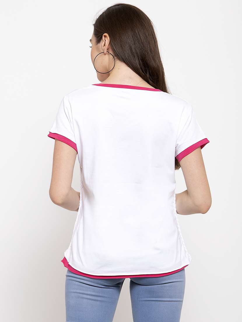 women's front print v neck t-shirt - 15006114 -  Standard Image - 2