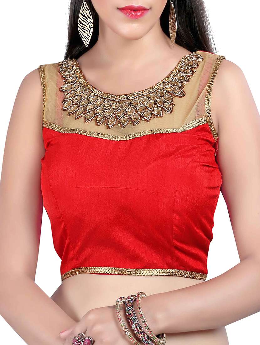 red embellished solid blouse
