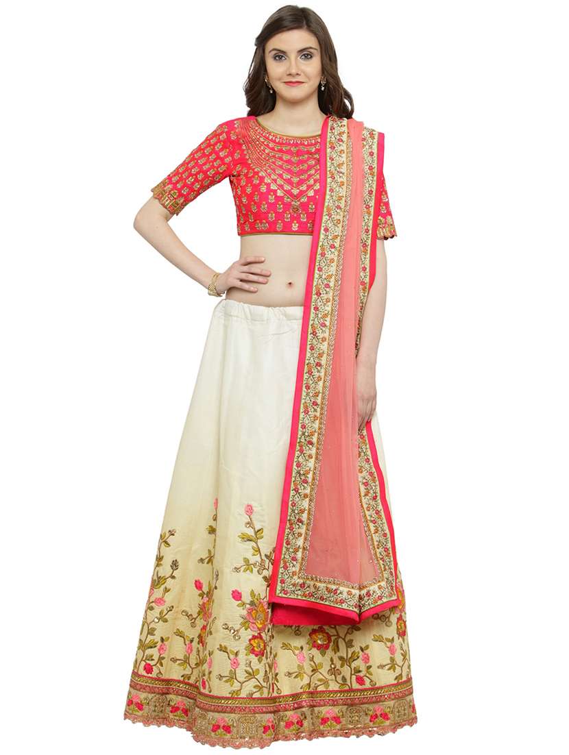 multi colored silk flared lehenga