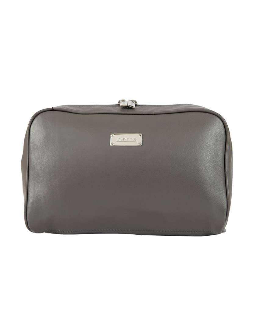 grey leather utility bag