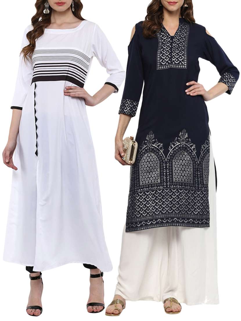 multi crepe combos kurta