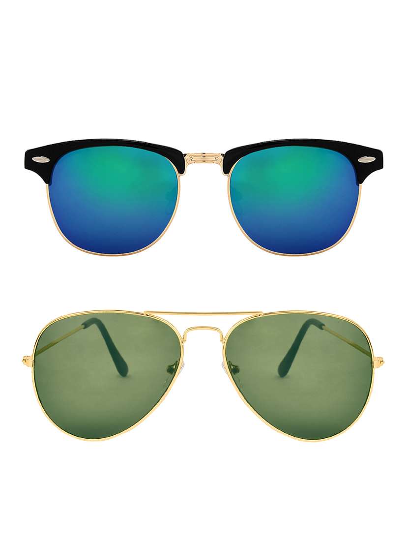 zyaden combo of two sunglasses clubmaster & aviator - pack of 2