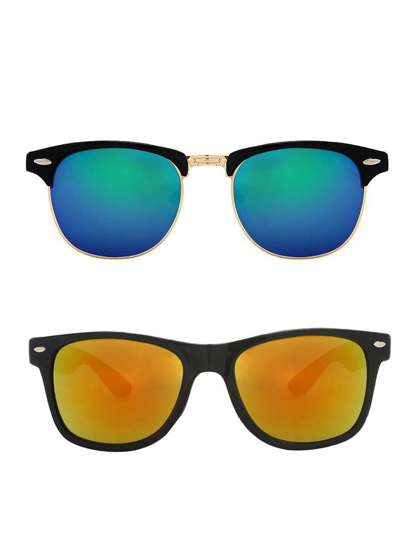 zyaden combo of two sunglasses clubmaster & wayfarer - pack of 2