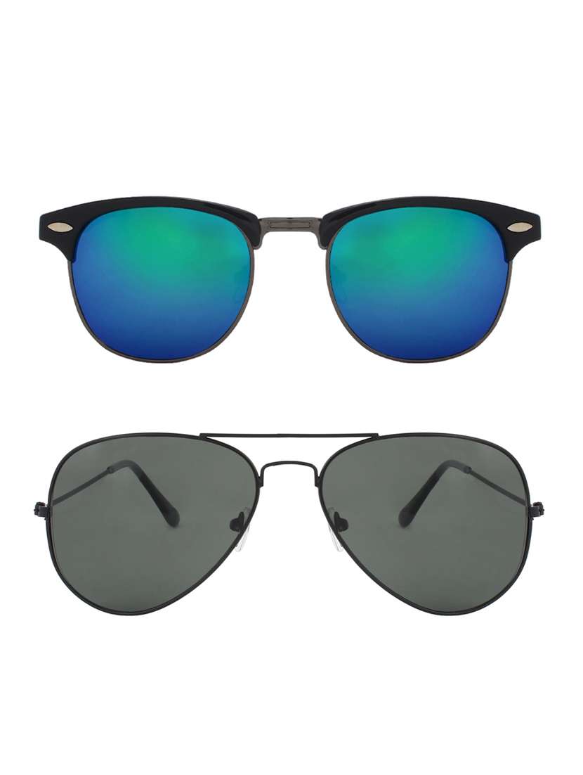 zyaden combo of two sunglasses clubmaster & aviator - pack of 2