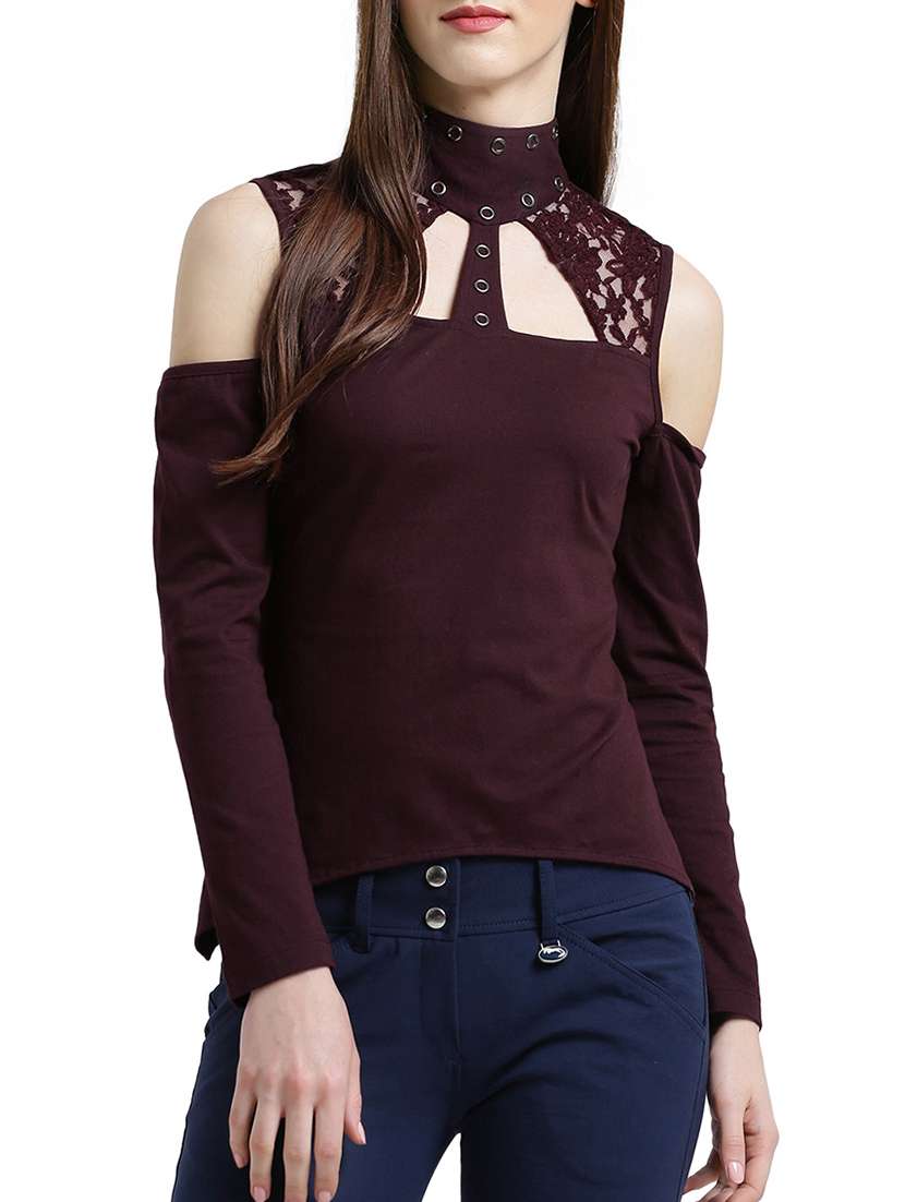women's straight high neck top